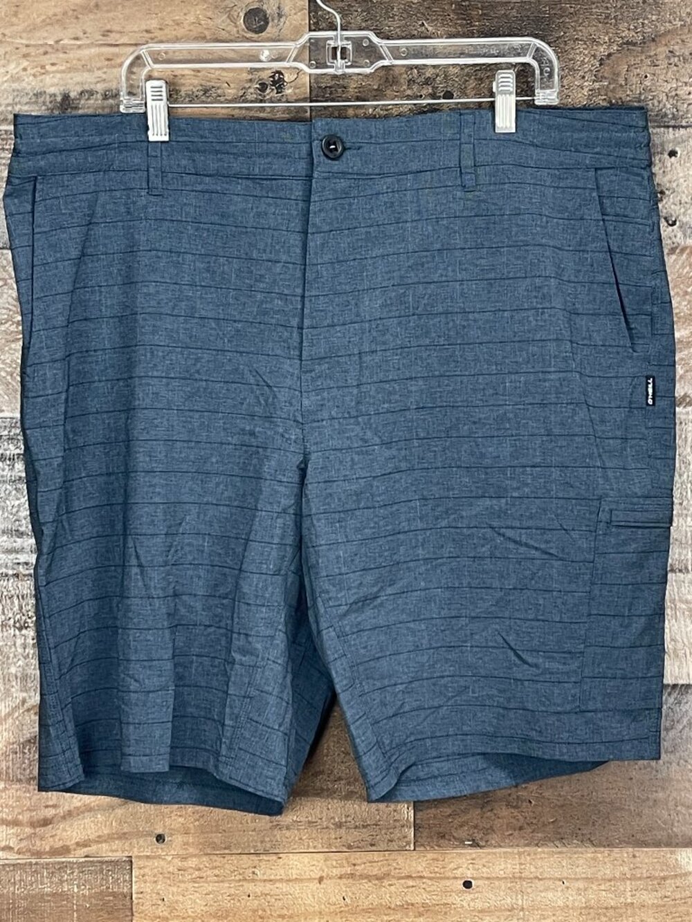NEW O'Neill Crossover Hybrid Shorts Mens 40 Navy Blue Check Plaid Lightweight